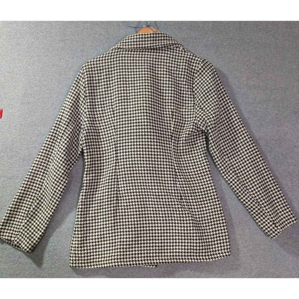 Simplee Houndstooth Blazer Jacket Women's Medium Black White Career Core - Picture 3 of 10